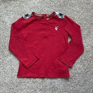 Toddler Boy’s Burberry Red Shoulder Patch T-Shirt Size 2T